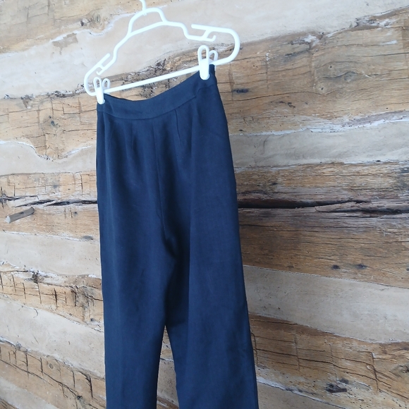 Emma James Navy Linen Blend Trousers Size 4P - Picture 6 of 8